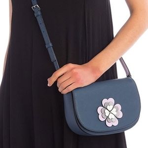 Kate Spade, Flower, Reiley Crossbody, Petrol Blue